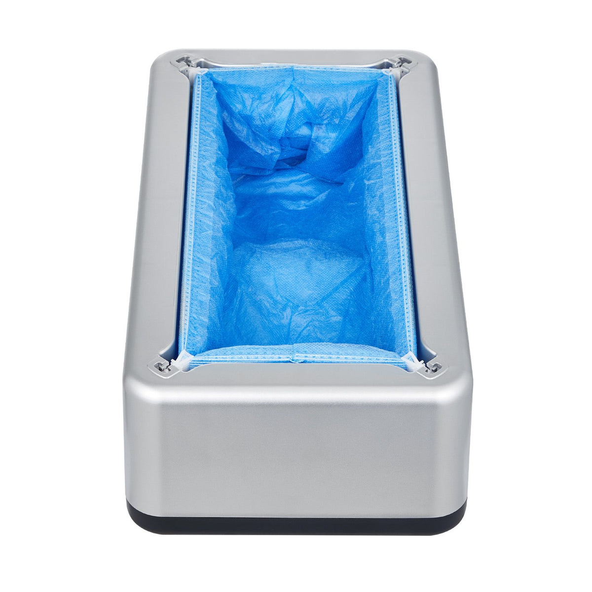 Shoe Cover Dispenser, Automatic Shoe Covers Dispenser with 100 Pcs of Non-Slip Disposable Shoes Covers, Fits Size Up to US 11, for Home, Office, Lab, Factory, Hospital, Indoor Use, Silver