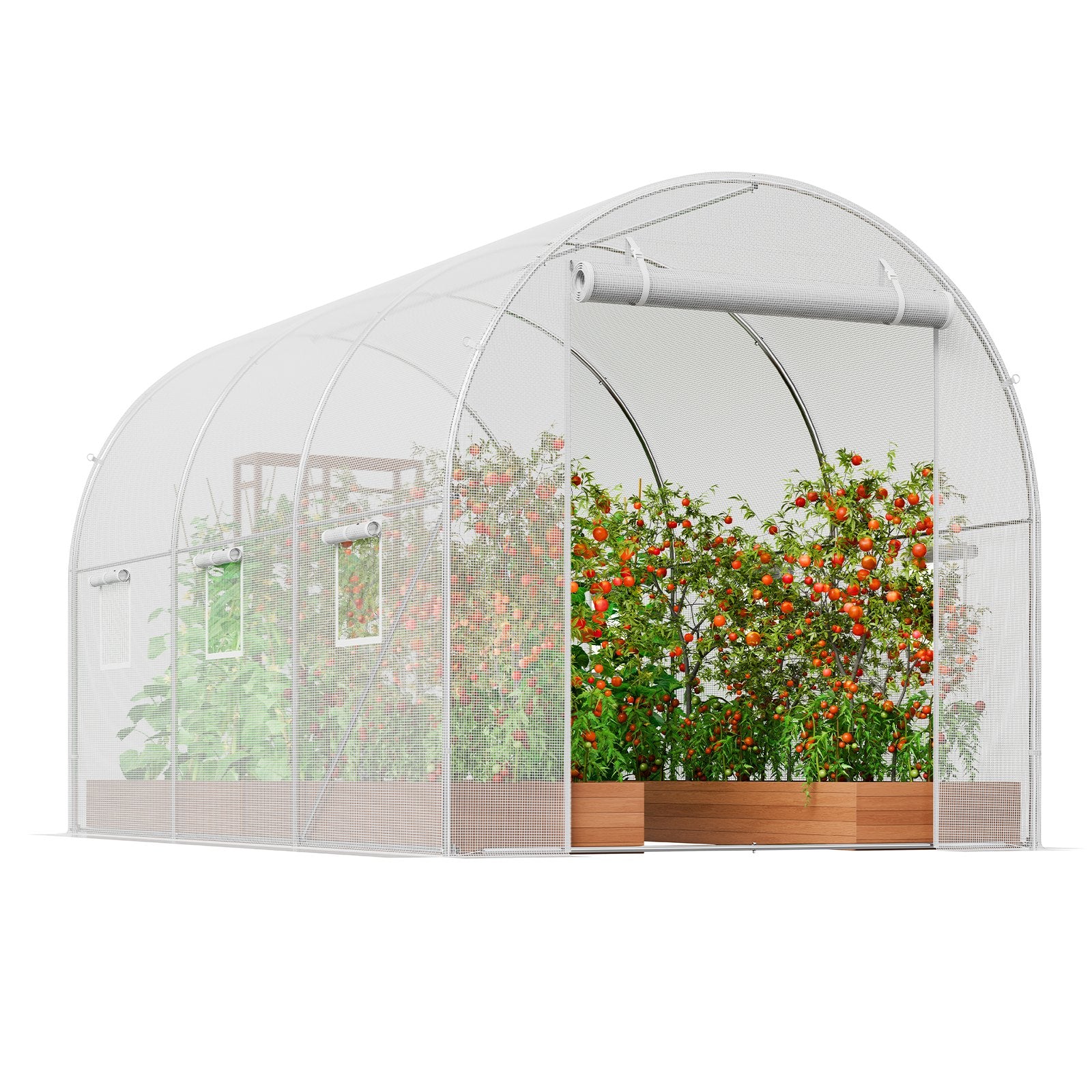 Canopies & Gazebos: VEVOR Walk-in Tunnel Greenhouse 9.58x6.43x6.23ft Galvanized Frame PE Cover White