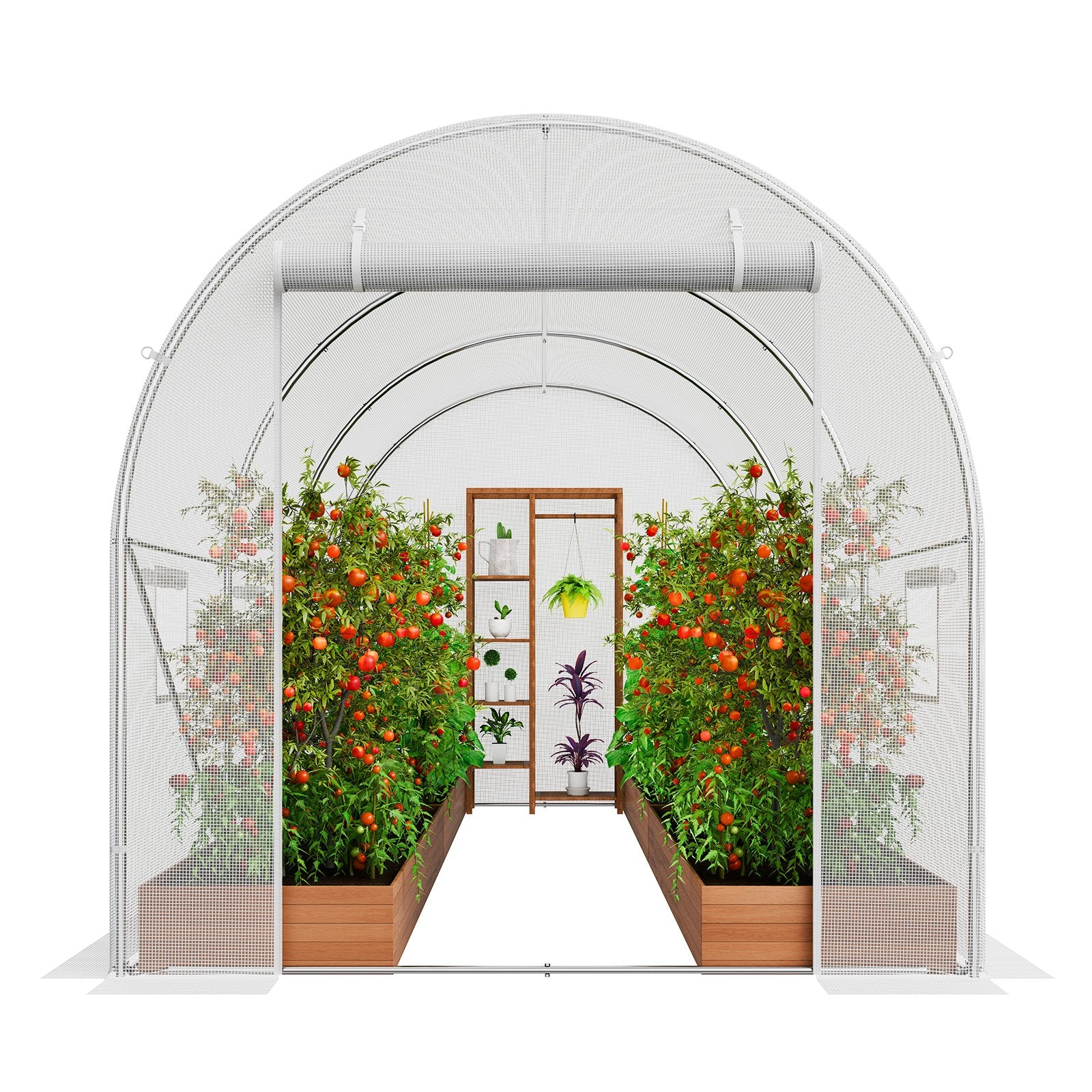Canopies & Gazebos: VEVOR Walk-in Tunnel Greenhouse 9.58x6.43x6.23ft Galvanized Frame PE Cover White