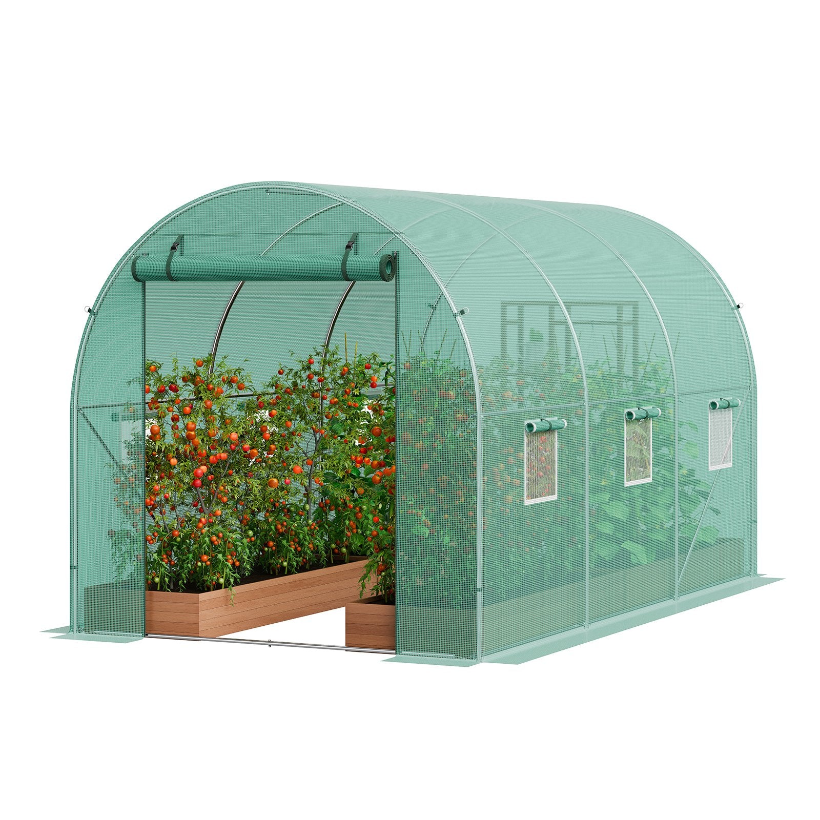 Canopies & Gazebos: VEVOR Walk-in Tunnel Greenhouse 9.58x6.43x6.23ft Galvanized Frame PE Cover Green