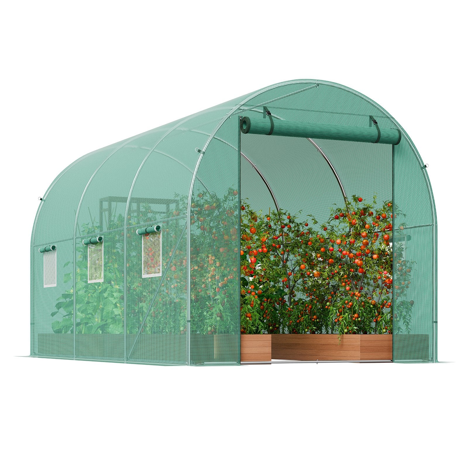 Canopies & Gazebos: VEVOR Walk-in Tunnel Greenhouse 9.58x6.43x6.23ft Galvanized Frame PE Cover Green