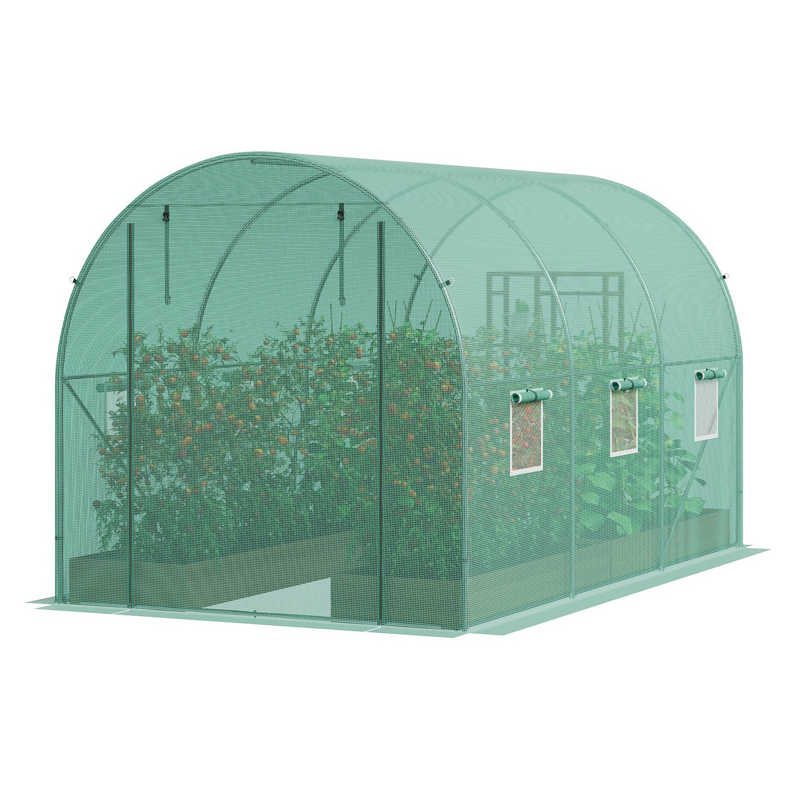 Canopies & Gazebos: VEVOR Walk-in Tunnel Greenhouse 9.58x6.43x6.23ft Galvanized Frame PE Cover Green