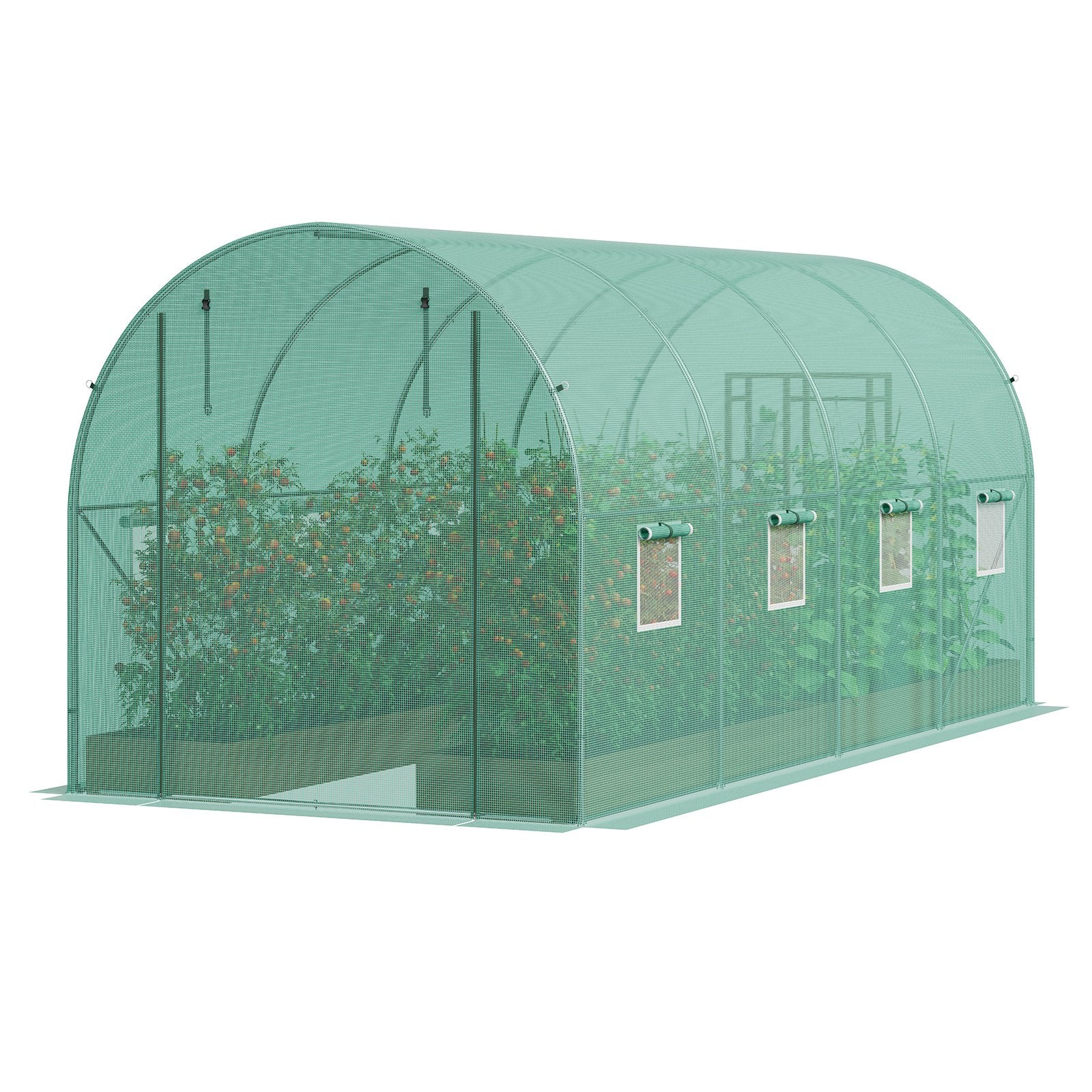 Canopies & Gazebos: VEVOR Walk-in Tunnel Greenhouse 14.6x6.36x6.3ft Galvanized Frame PE Cover Green