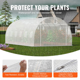 Canopies & Gazebos: VEVOR Walk-in Tunnel Greenhouse, 19.4x9.7x6.5 ft Hoop House Greenhouse Tunnel, Plant Hot House with Galvanized Steel Frame, White PE Cover, Roll-up Zipper Door and 12 Windows for Outdoor