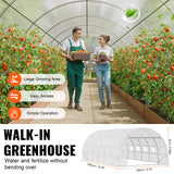 Canopies & Gazebos: VEVOR Walk-in Tunnel Greenhouse, 19.4x9.7x6.5 ft Hoop House Greenhouse Tunnel, Plant Hot House with Galvanized Steel Frame, White PE Cover, Roll-up Zipper Door and 12 Windows for Outdoor