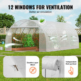 Canopies & Gazebos: VEVOR Walk-in Tunnel Greenhouse, 19.4x9.7x6.5 ft Hoop House Greenhouse Tunnel, Plant Hot House with Galvanized Steel Frame, White PE Cover, Roll-up Zipper Door and 12 Windows for Outdoor