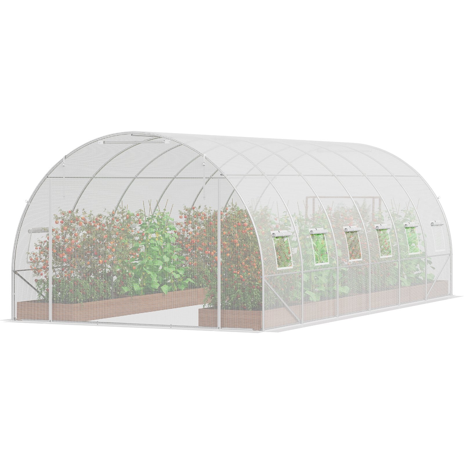 Canopies & Gazebos: VEVOR Walk-in Tunnel Greenhouse, 19.4x9.7x6.5 ft Hoop House Greenhouse Tunnel, Plant Hot House with Galvanized Steel Frame, White PE Cover, Roll-up Zipper Door and 12 Windows for Outdoor