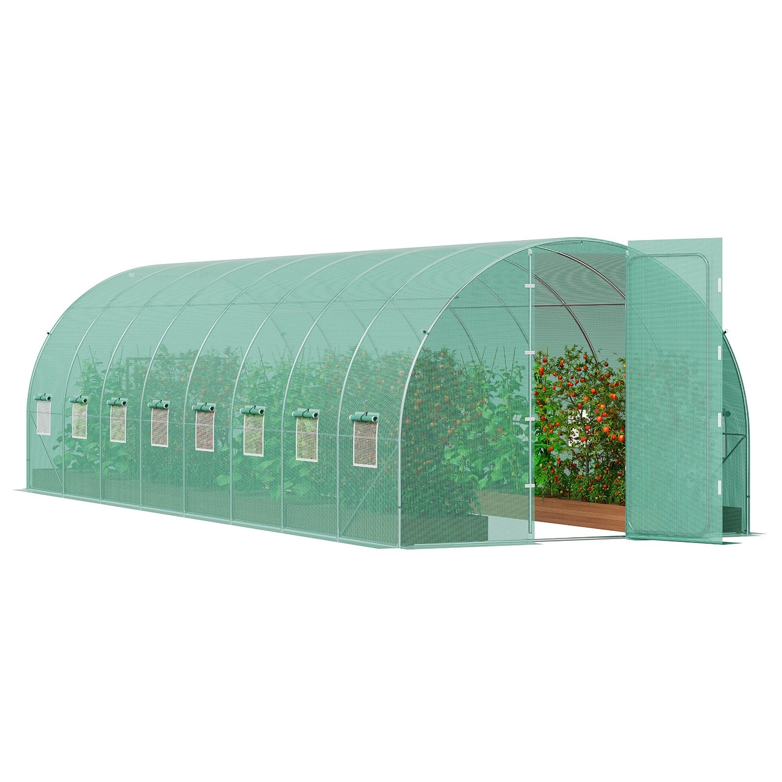Canopies & Gazebos: VEVOR Walk-in Tunnel Greenhouse 27.38x9.5x7.38ft Galvanized Frame PE Cover Green