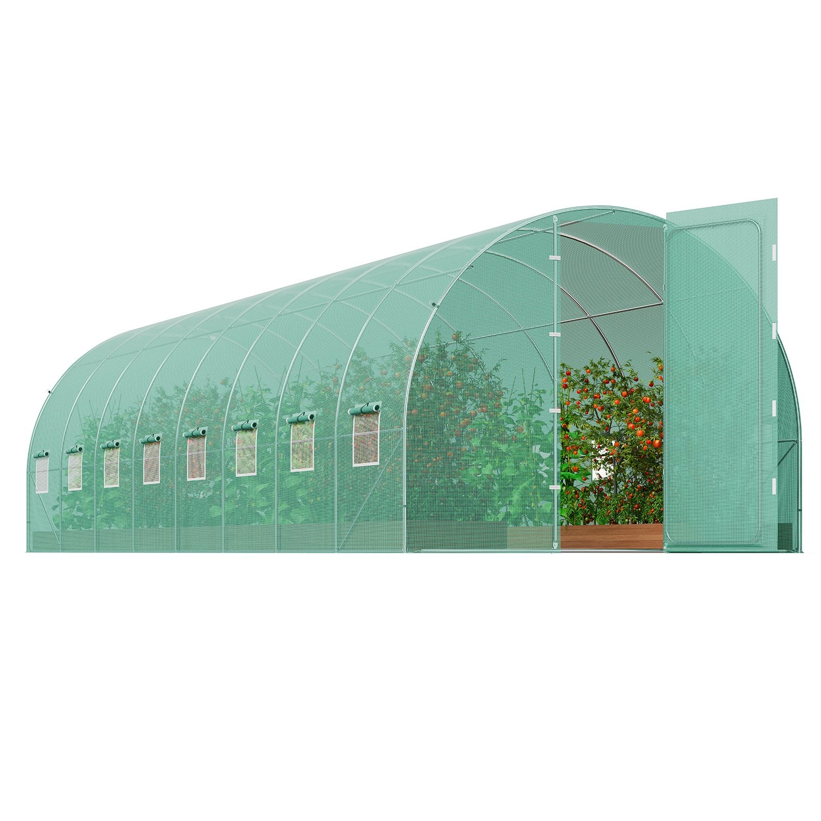 Canopies & Gazebos: VEVOR Walk-in Tunnel Greenhouse 27.38x9.5x7.38ft Galvanized Frame PE Cover Green