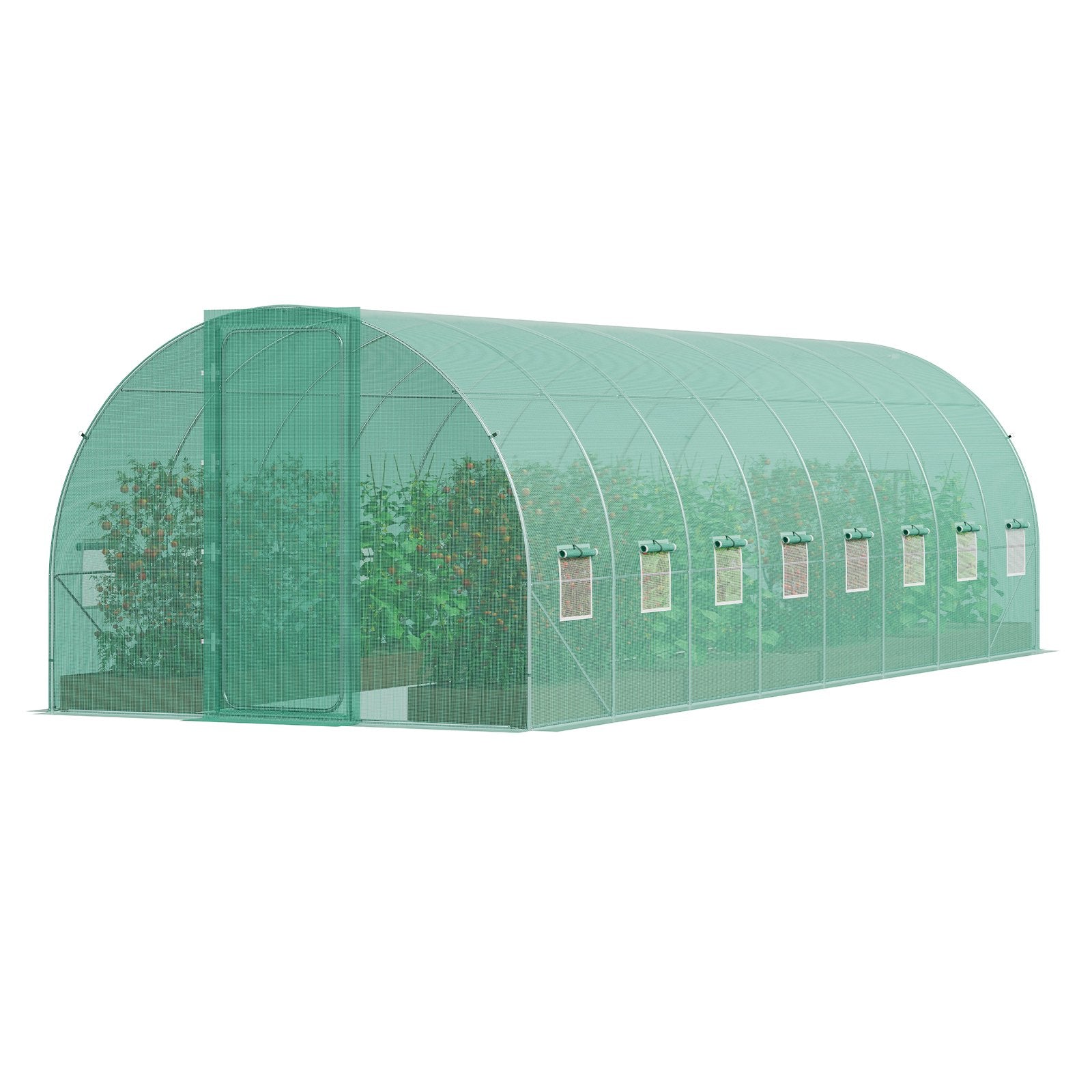 Canopies & Gazebos: VEVOR Walk-in Tunnel Greenhouse 27.38x9.5x7.38ft Galvanized Frame PE Cover Green