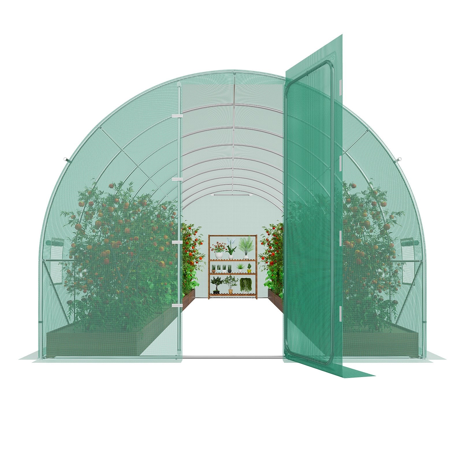 Canopies & Gazebos: VEVOR Walk-in Tunnel Greenhouse 27.38x9.5x7.38ft Galvanized Frame PE Cover Green