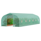 Greenhouses & Accessories: VEVOR Walk-in Tunnel Greenhouse, 29.5x9.8x6.6 ft Hoop House Greenhouse Tunnel, Peaked Roof Plant Hot House with Galvanized Steel Frame, Green PE Cover, Roll-up Zipper Door and 12 Windows for Outdoor