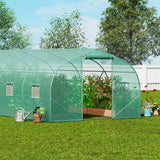 Greenhouses & Accessories: VEVOR Walk-in Tunnel Greenhouse, 29.5x9.8x6.6 ft Hoop House Greenhouse Tunnel, Peaked Roof Plant Hot House with Galvanized Steel Frame, Green PE Cover, Roll-up Zipper Door and 12 Windows for Outdoor