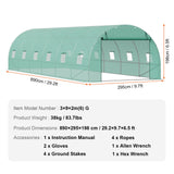 Canopies & Gazebos: VEVOR Walk-in Tunnel Greenhouse 29.2x9.7x6.5ft Galvanized Frame PE Cover Green
