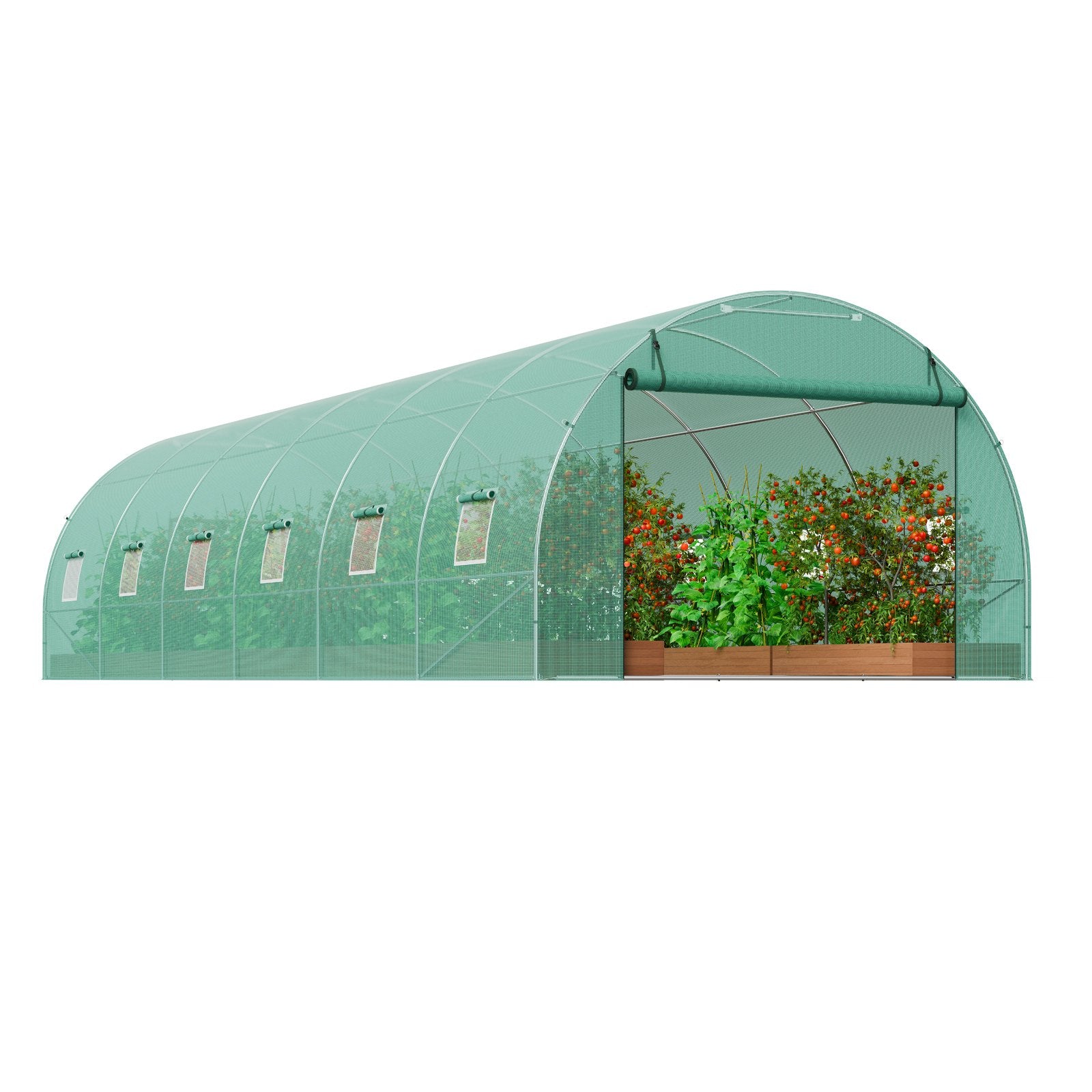 Canopies & Gazebos: VEVOR Walk-in Tunnel Greenhouse 29.2x9.7x6.5ft Galvanized Frame PE Cover Green
