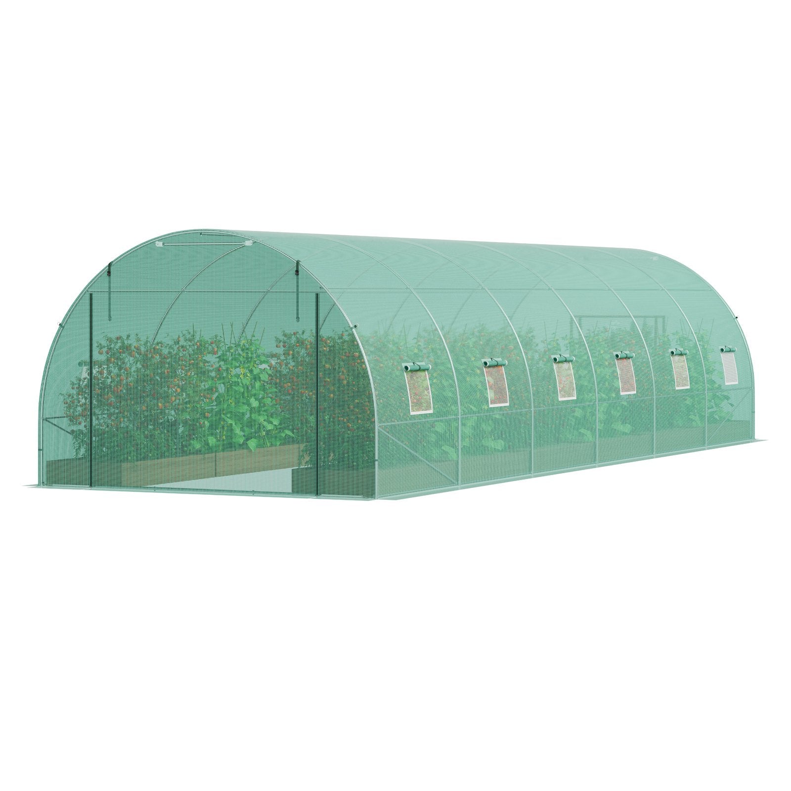 Canopies & Gazebos: VEVOR Walk-in Tunnel Greenhouse 29.2x9.7x6.5ft Galvanized Frame PE Cover Green