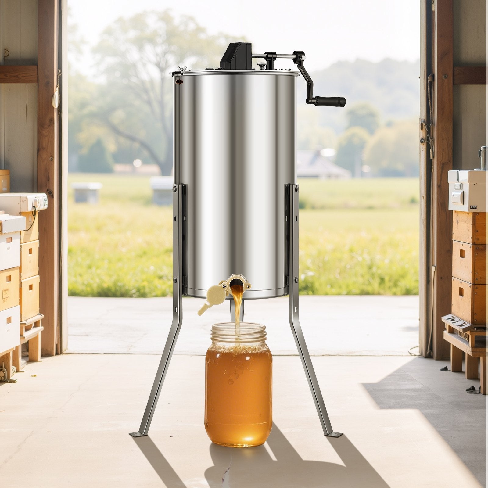 Beekeeping: VEVOR Honey Extractor, 2 Frame Manual Honey Spinner with Transparent Lid, Stainless Steel Honeycomb Drum Spinner with Height Adjustable Stand, Honeycomb Extraction Centrifuge Equipment for Beekeeping