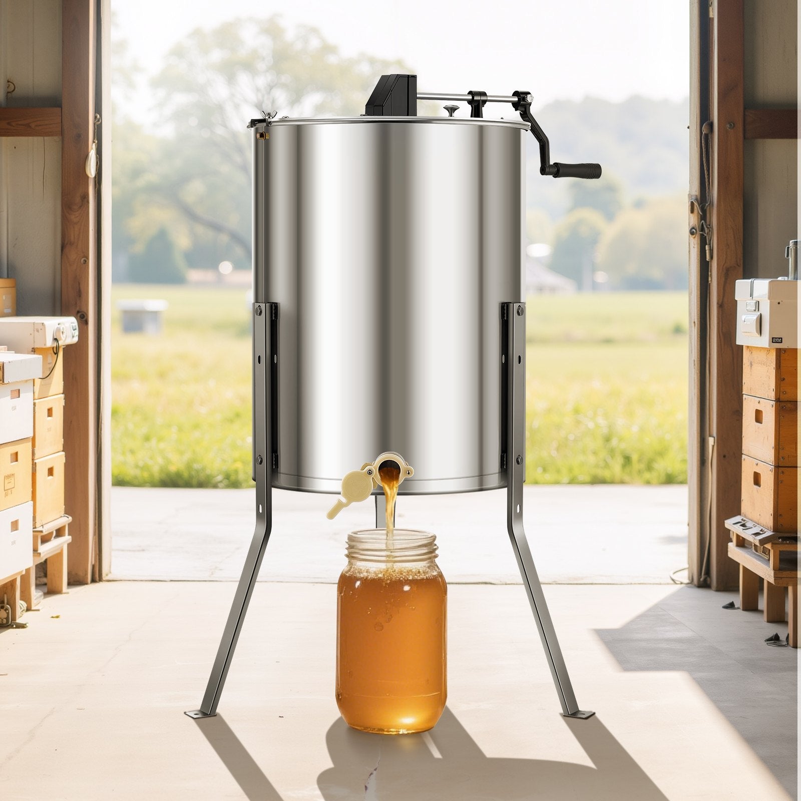 Beekeeping: VEVOR Honey Extractor, 4/8 Frame Manual Honey Spinner with Transparent Lid, Stainless Steel Honeycomb Drum Spinner with Height Adjustable Stand, Honeycomb Extraction Equipment for Beekeeping