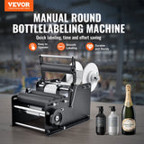 Kitchen & Bathroom DIY: VEVOR Manual Round Labeling Machine, 15-20pcs/min, Bottle Label Applicator for Round Bottles, Adjustable Manual Round Bottle Labeler Suitable for Round Bottle Diameter 20-120 mm (with Pressing Bar)