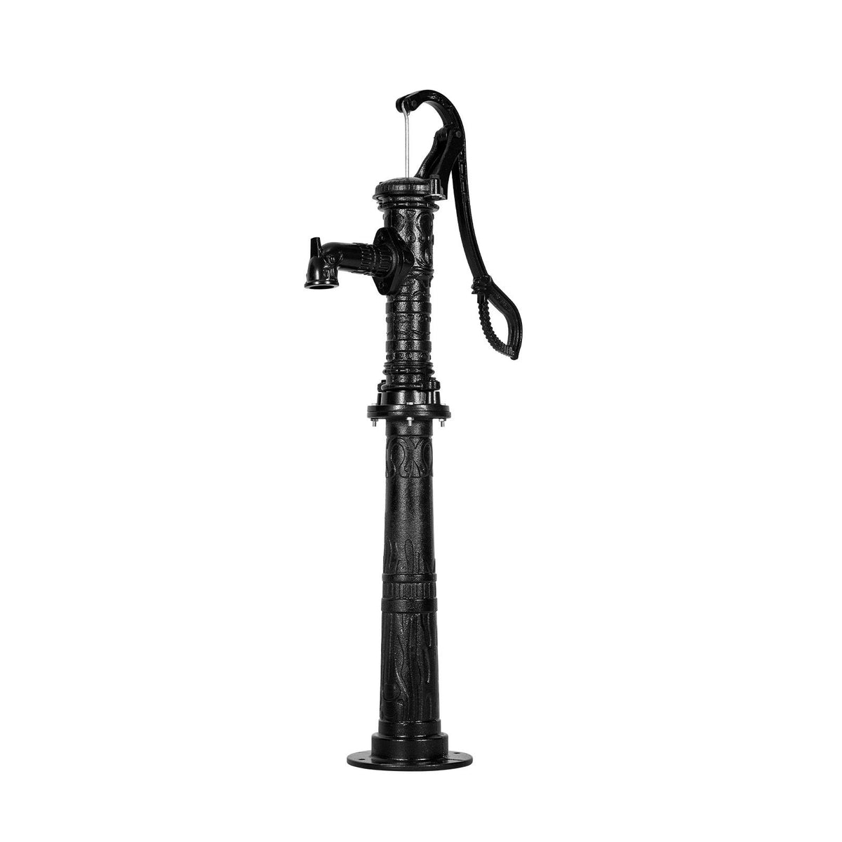 Well Hand Pitcher Pump, 20 ft Max Lift, Antique Cast Iron Manual Hand Water Pump with Heightening Base, NPT 1-1/4 in Connection, Easy Installation, for Outdoor Garden, Pond, Yard, Farm, Black