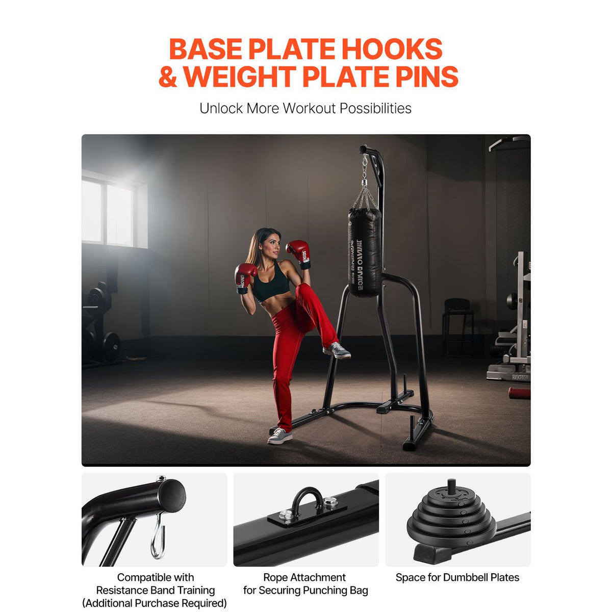 Punching Bag Stand, Steel Heavy Duty Workout Equipment, Boxing Punching Bag Stand, Holds Up to 140 lbs, Freestanding Sandbag Rack with Weighted Base, Training Equipment for Home Gym Fitness