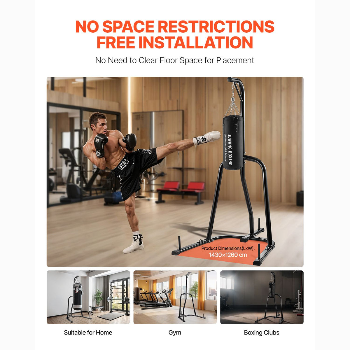 Punching Bag Stand, Steel Heavy Duty Workout Equipment, Boxing Punching Bag Stand, Holds Up to 140 lbs, Freestanding Sandbag Rack with Weighted Base, Training Equipment for Home Gym Fitness