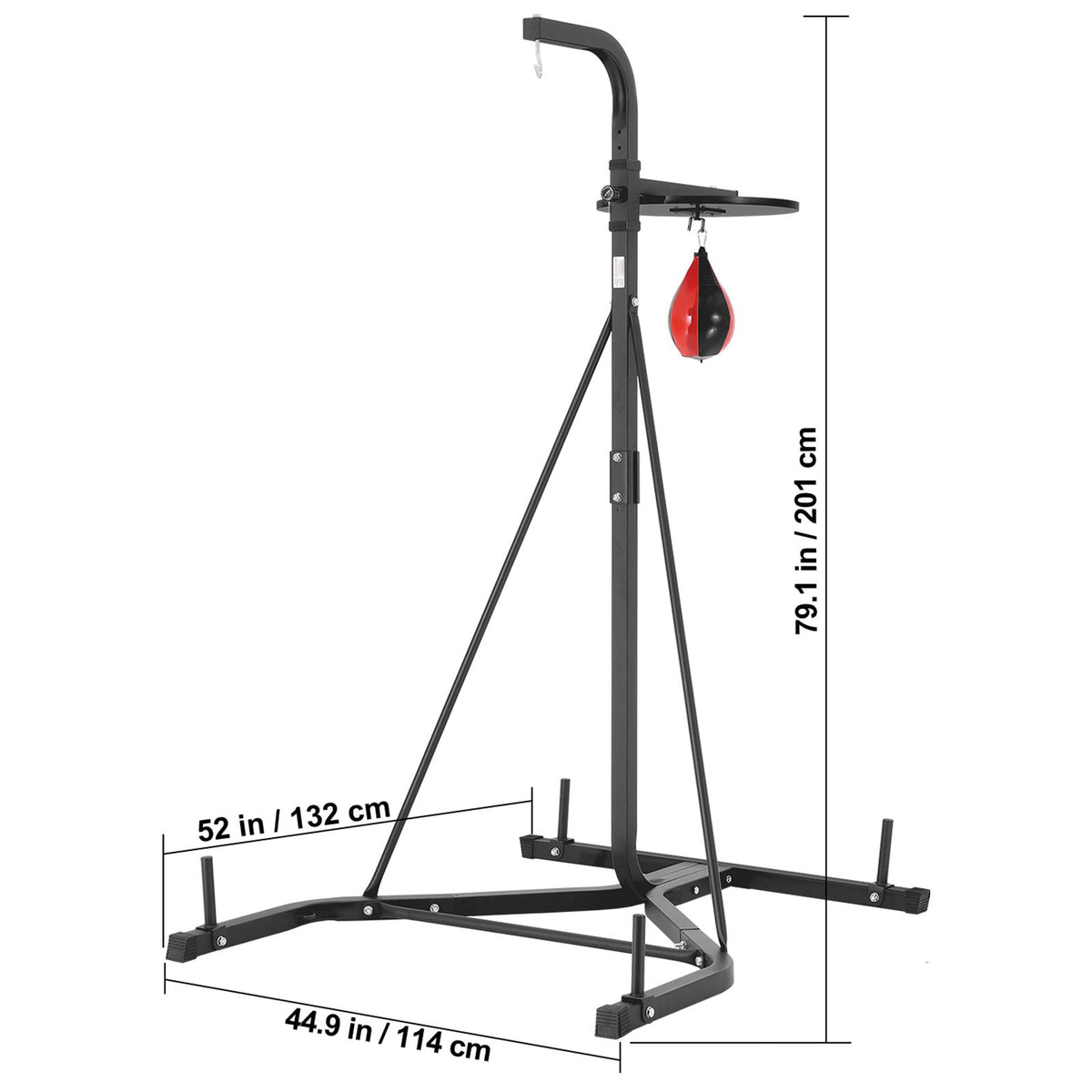 2 in 1 Punching Bag Stand, Steel Heavy Duty Workout Equipment, Adjustable Height Boxing Punching Bag and Speed Bag Stand, Freestanding Sandbag Rack, Holds Up to 140 lbs, for Home Gym Fitness