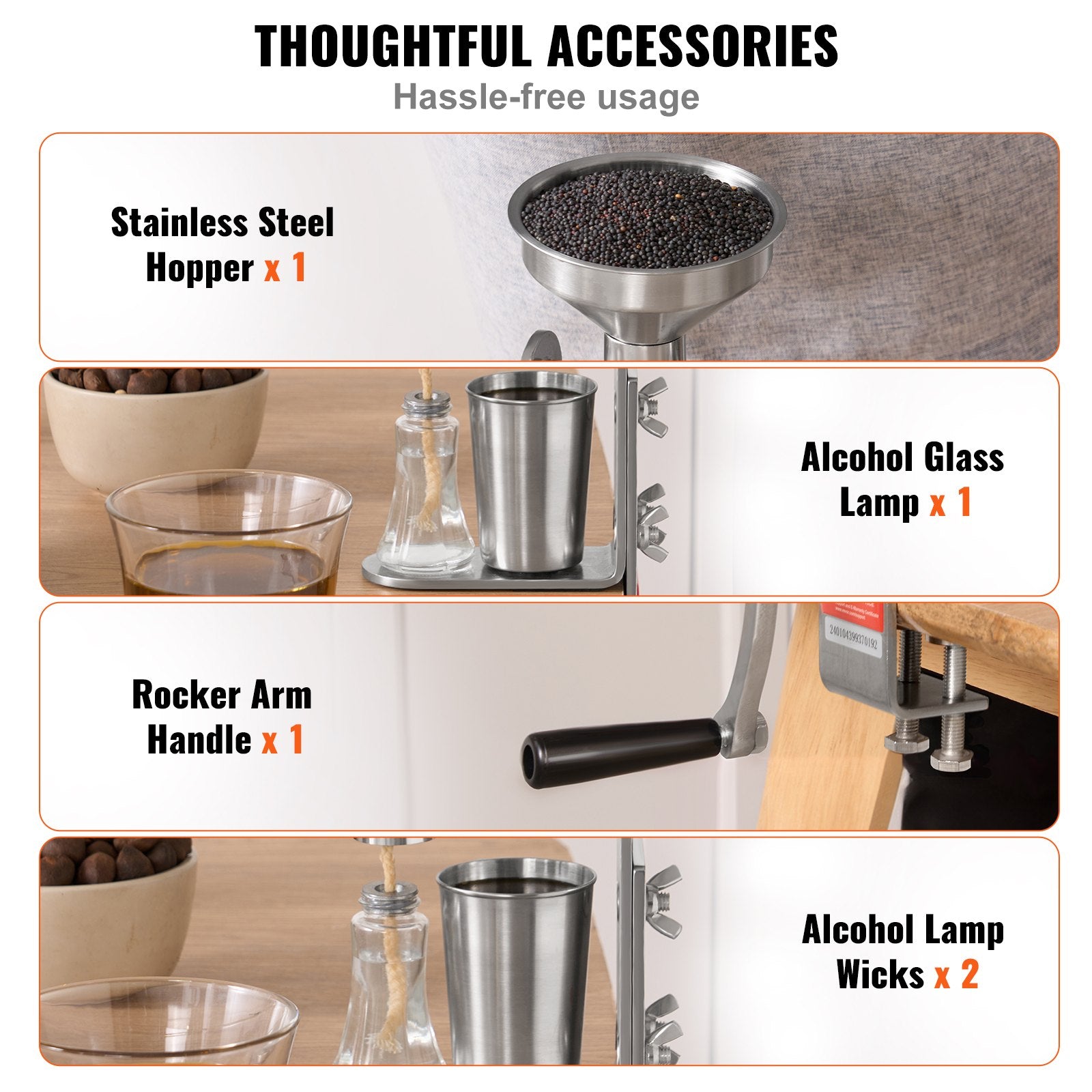 Food Storage: VEVOR Manual Oil Press Machine, Stainless Steel Oil Extractor Machine, Detachable Oil Presser for Effortless Cleaning, Household Oil Expeller for Pressing Peanuts, Sesame Seeds, Rapeseed, Tea Seeds