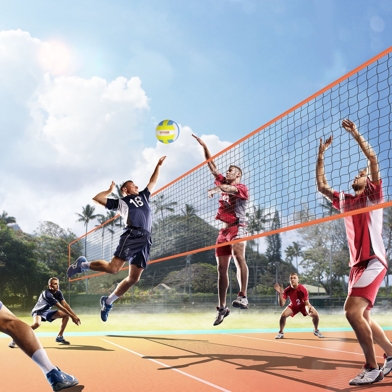 4-Way Volleyball Net, Adjustable Height Badminton Net Set for Backyard Beach Lawn, Outdoor Portable Volleyball Net with Carrying Bag, 4 Square Quick Assemble Game Set For Kids And Adults