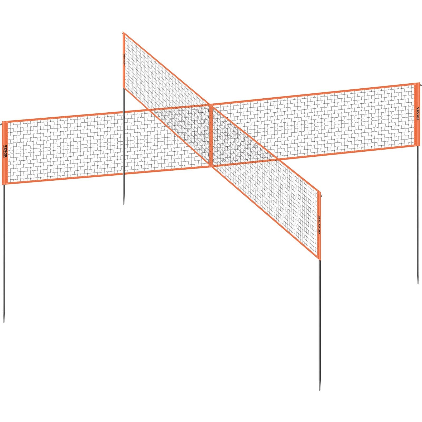 4-Way Volleyball Net, Adjustable Height Badminton Net Set for Backyard Beach Lawn, Outdoor Portable Volleyball Net with Carrying Bag, 4 Square Quick Assemble Game Set For Kids And Adults