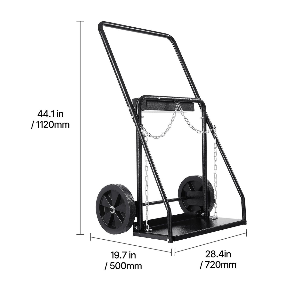 Dual Welding Cylinder Cart, Oxygen Acetylene Tank Cart with 440LBS Static Weight Capacity, 10-Inch Solid Wheels and Tank Storage Safety Chains, Suitable for Double 12.5-Inch Dia. Gas Cylinders