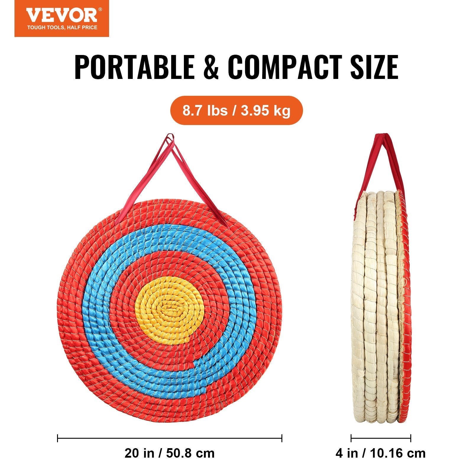 Outdoor Play Equipment: VEVOR Archery Target, 5 Layers 20" Arrow Target, Traditional Solid Straw Round Archery Target Shooting Bow, Hand-Made Arrows Target, Coloured Rope Target for Backyard Outdoor Hunting Shooting Practice