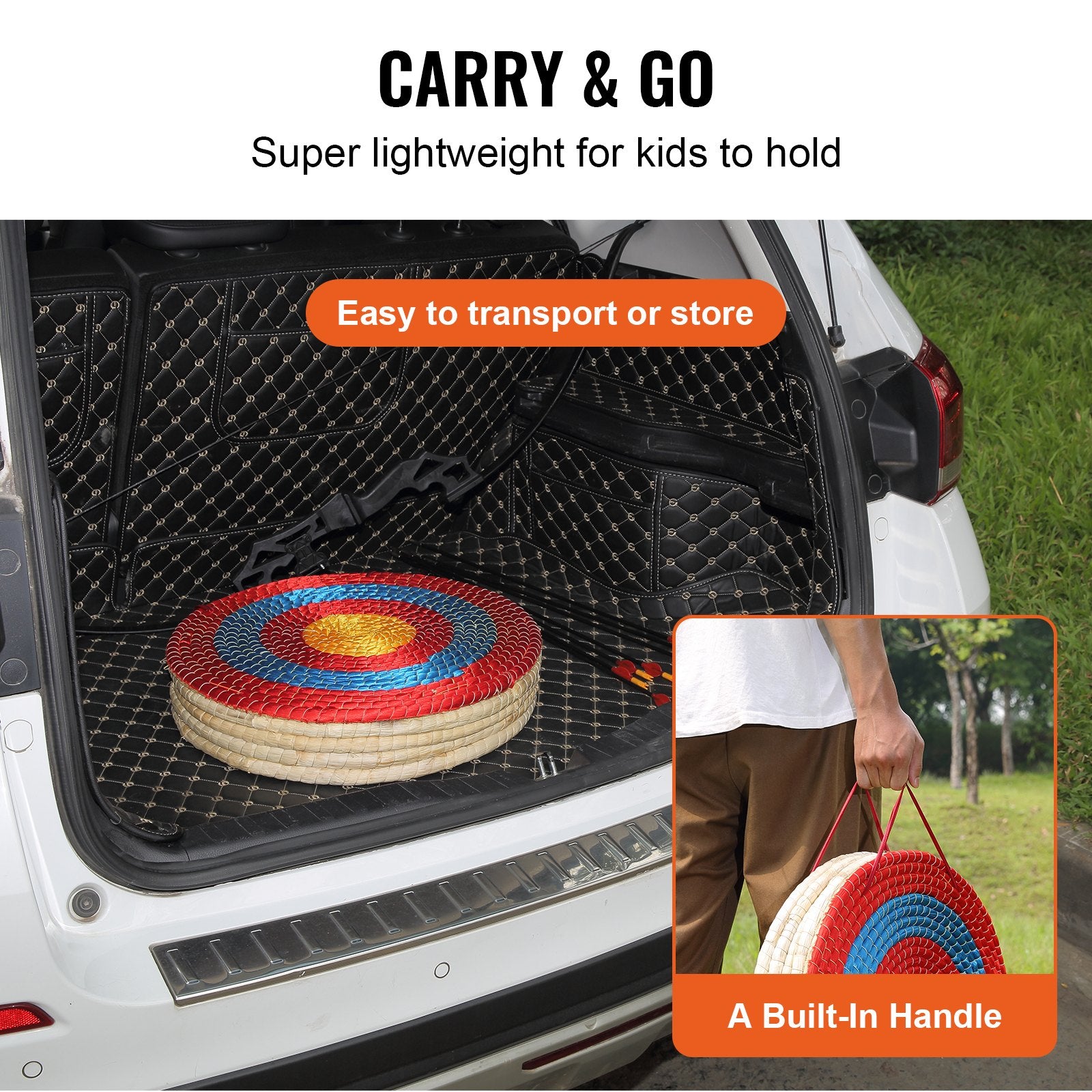 Outdoor Play Equipment: VEVOR Archery Target, 5 Layers 20" Arrow Target, Traditional Solid Straw Round Archery Target Shooting Bow, Hand-Made Arrows Target, Coloured Rope Target for Backyard Outdoor Hunting Shooting Practice