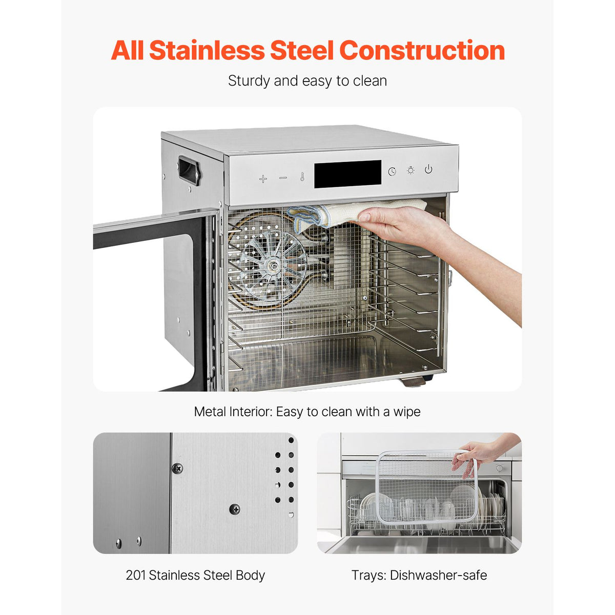 Food Dehydrator Machine, 8 Stainless Steel Trays, 400W Electric Food Dryer with Adjustable Temperature & 24-Hour Timer, Freeze Dryer for Jerky, Meat, Fruit, Vegetables, Herbs, Dog Treats