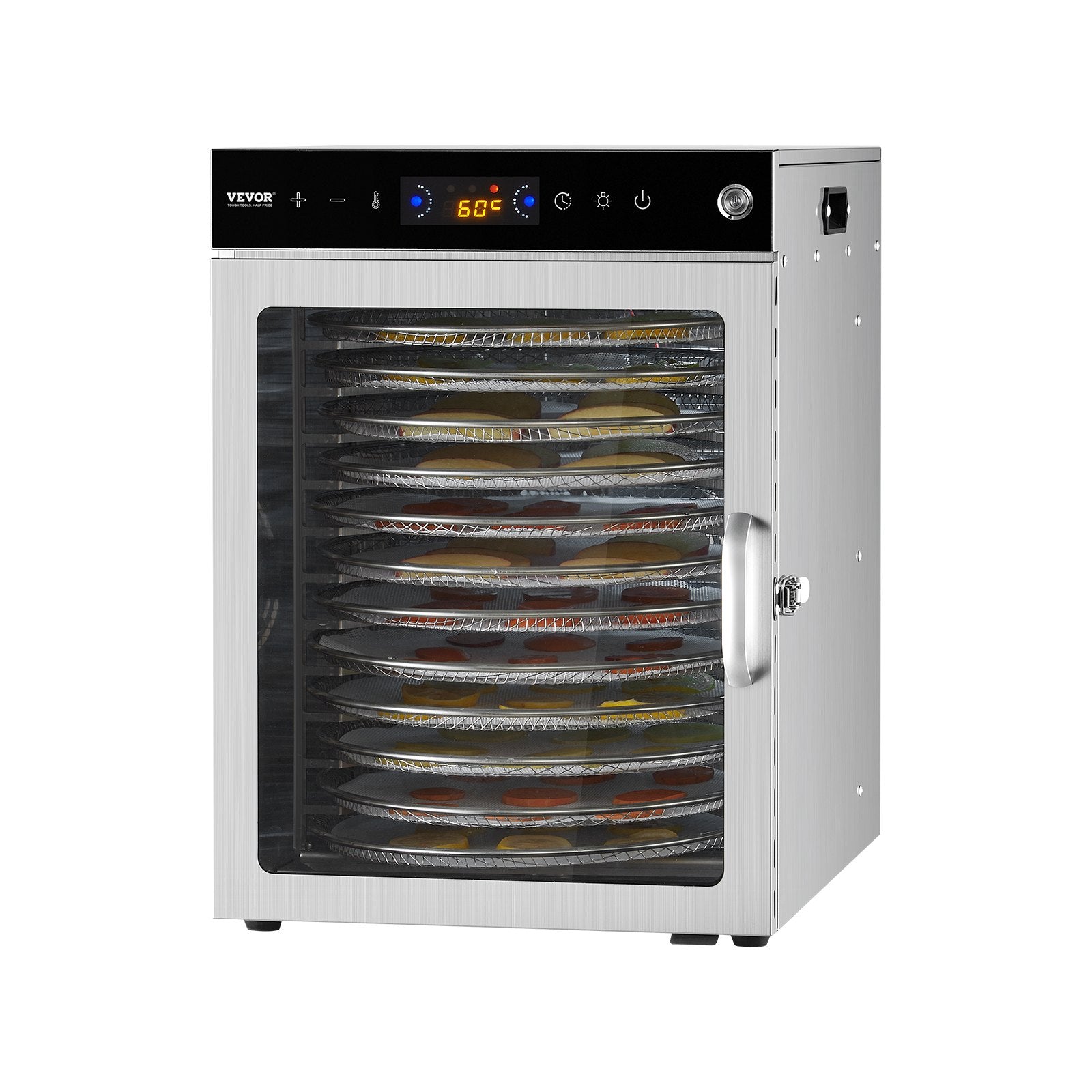 Food Dehydrators: VEVOR 12 Trays Rotary Food Dehydrator Machine Stainless Steel 800W Fruit Drying