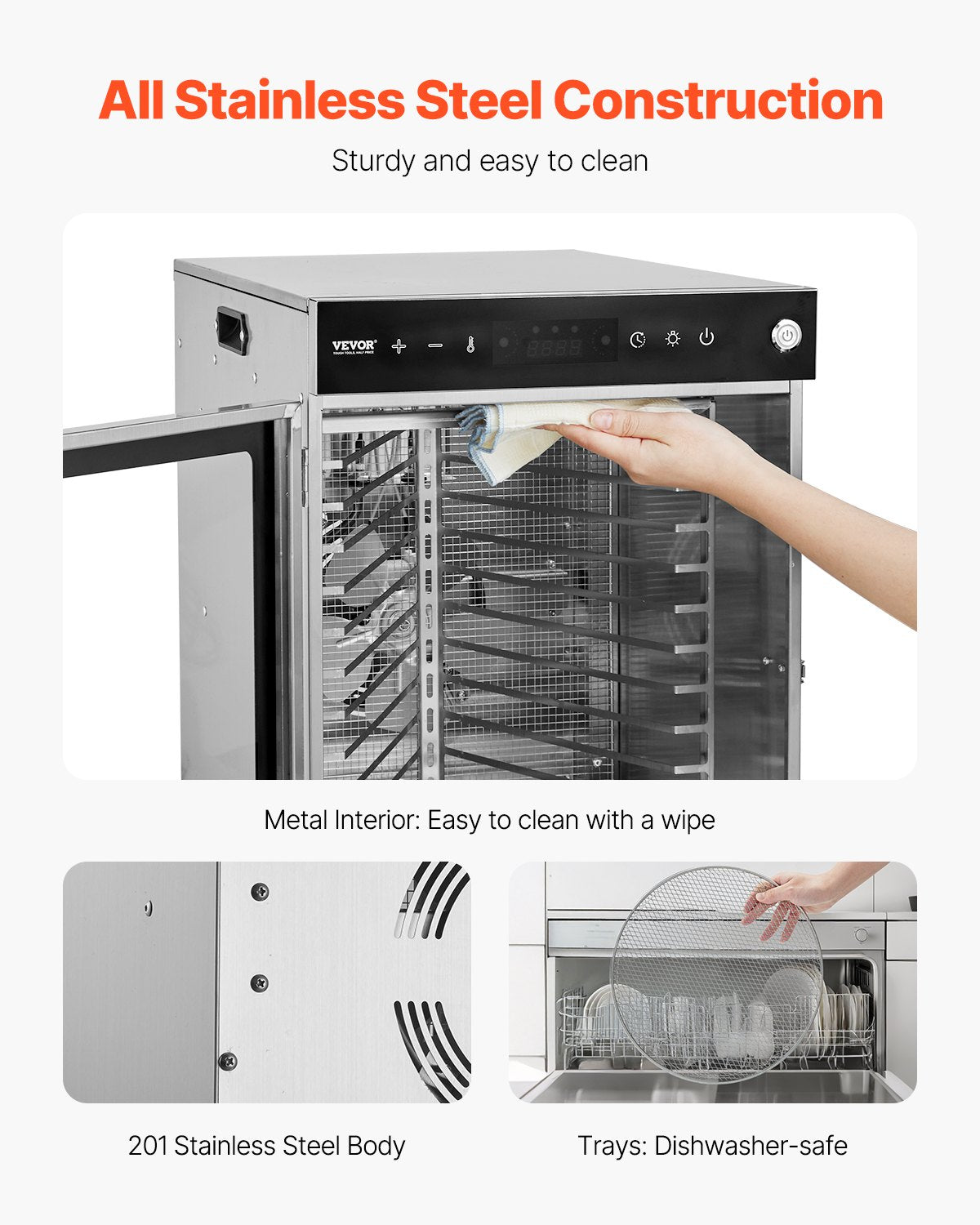 Food Dehydrators: VEVOR 12 Trays Rotary Food Dehydrator Machine Stainless Steel 800W Fruit Drying