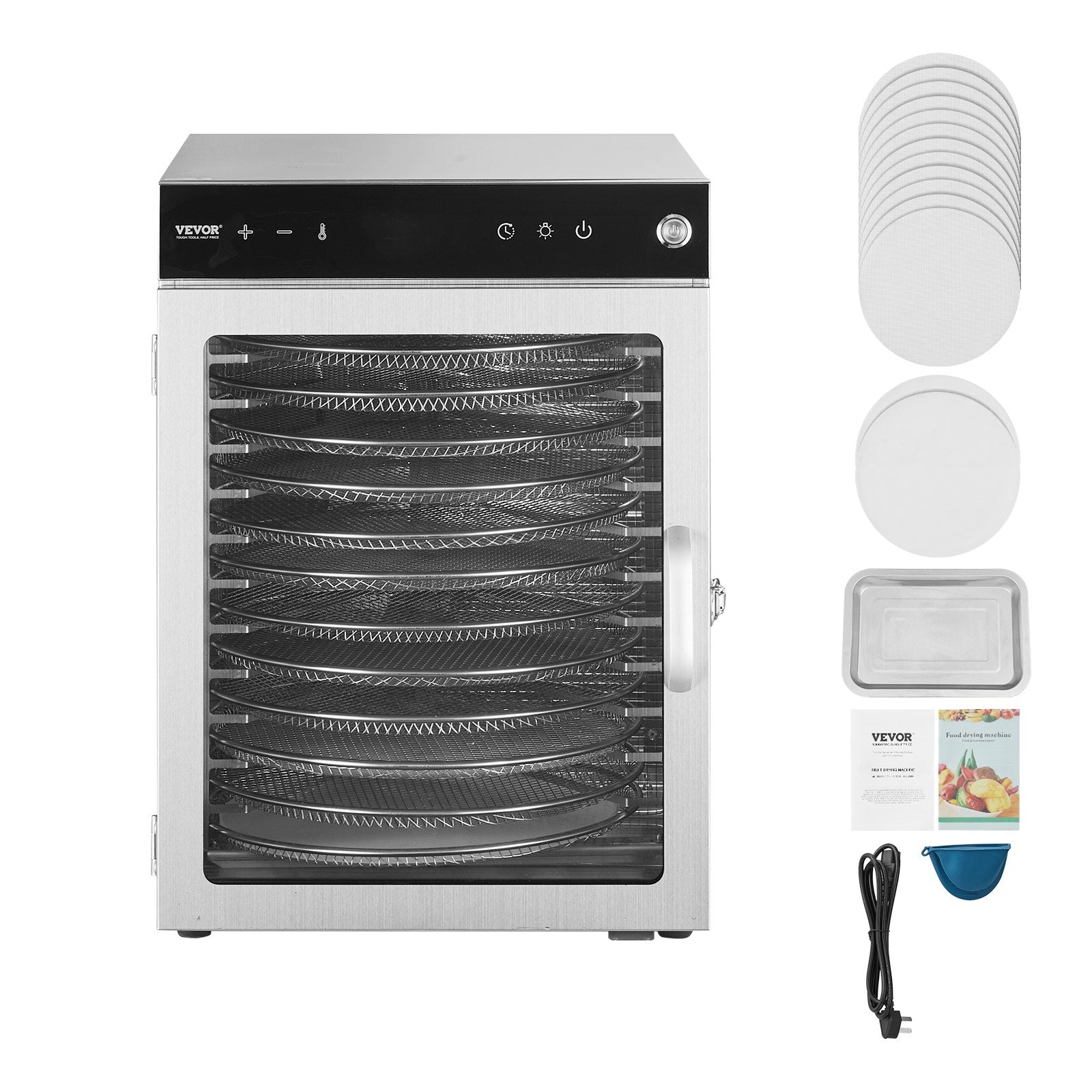 Food Dehydrators: VEVOR 12 Trays Rotary Food Dehydrator Machine Stainless Steel 800W Fruit Drying