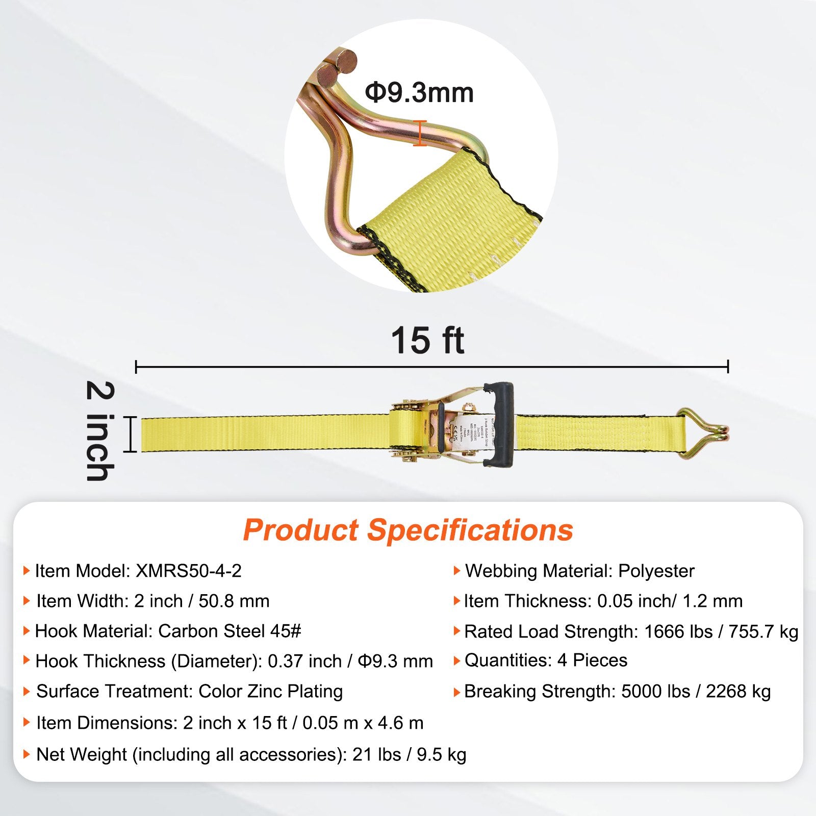 Test Kits: VEVOR 4 Pack Ratchet Tie Down Straps 5000 lbs 2
