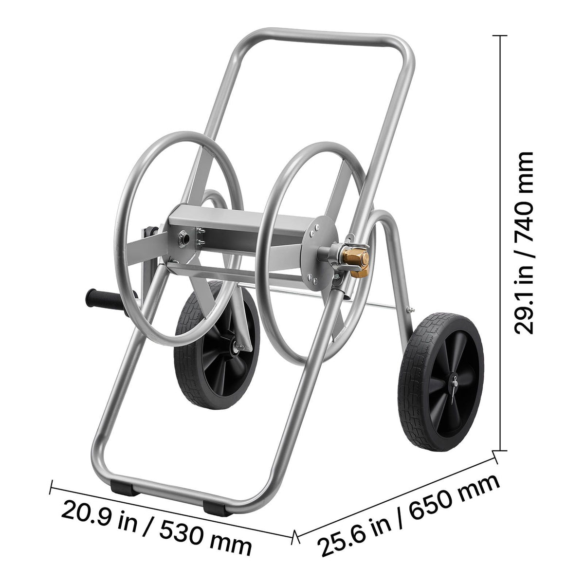 Water Hose Reel Cart, 6096/9144 cm High-Pressure Garden Hose Cart, Hoses Reel Carts with Two Wheels, Handle & Heavy-Duty Mesh Storage Basket, Portable Hoses Reels for Garden, Car, Pet Washing
