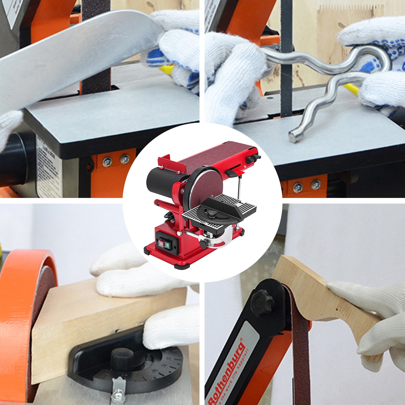 Sanding Accessories: VEVOR Belt Sander 4" x 36", Disc Combo Sander 6",Electric Adjustable Bench Belt Sander 375W,Grinder Bench Sanding Machine With 4 Rubber Foot Pad