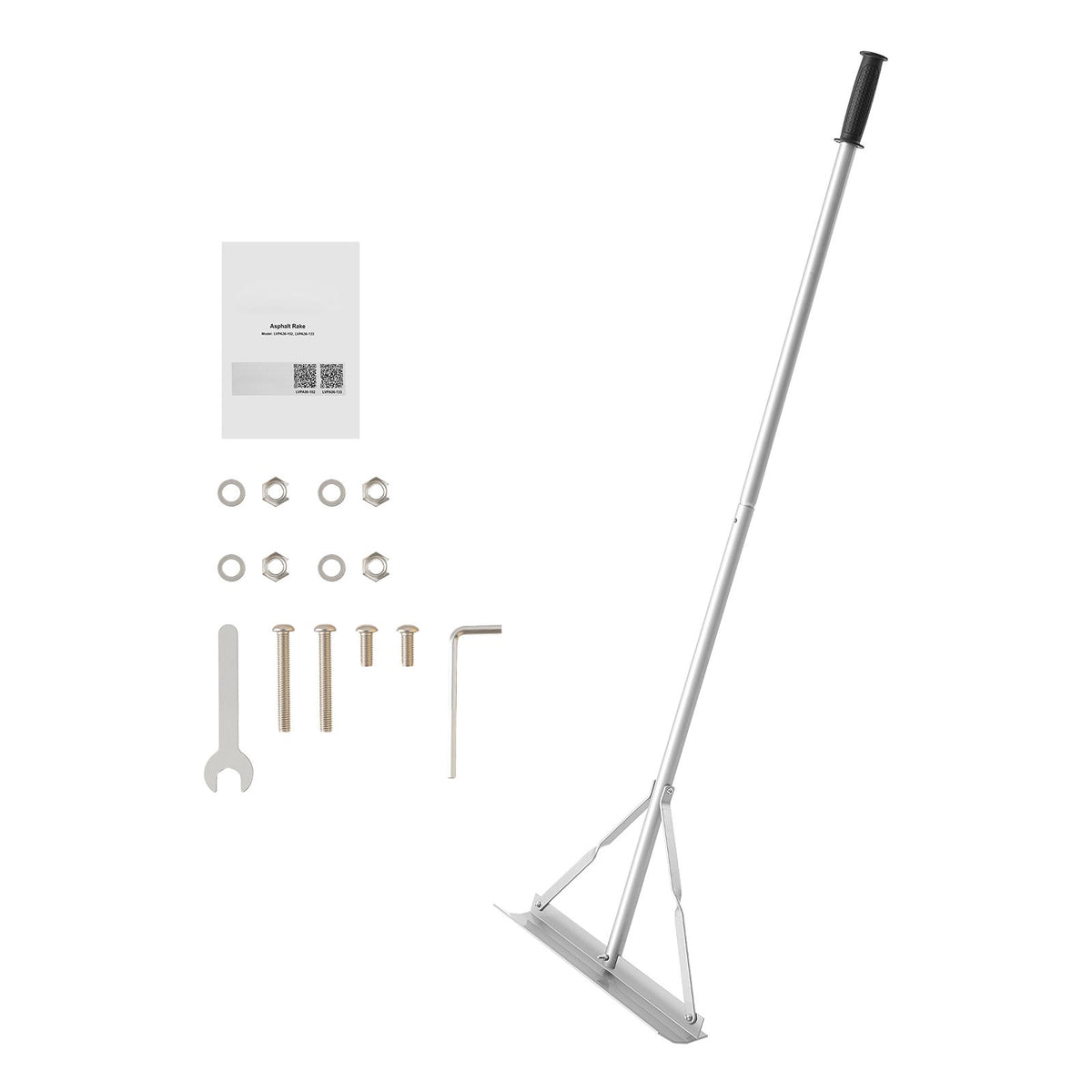 Landscape Rake, 1510 mm Handle 508 mm Wide Head, Large Heavy Duty Aluminum Landscaping Level, Asphalt Rake Tool for Asphalt & Land Leveling, Concrete Paving, Sand Flattening, No Teeth