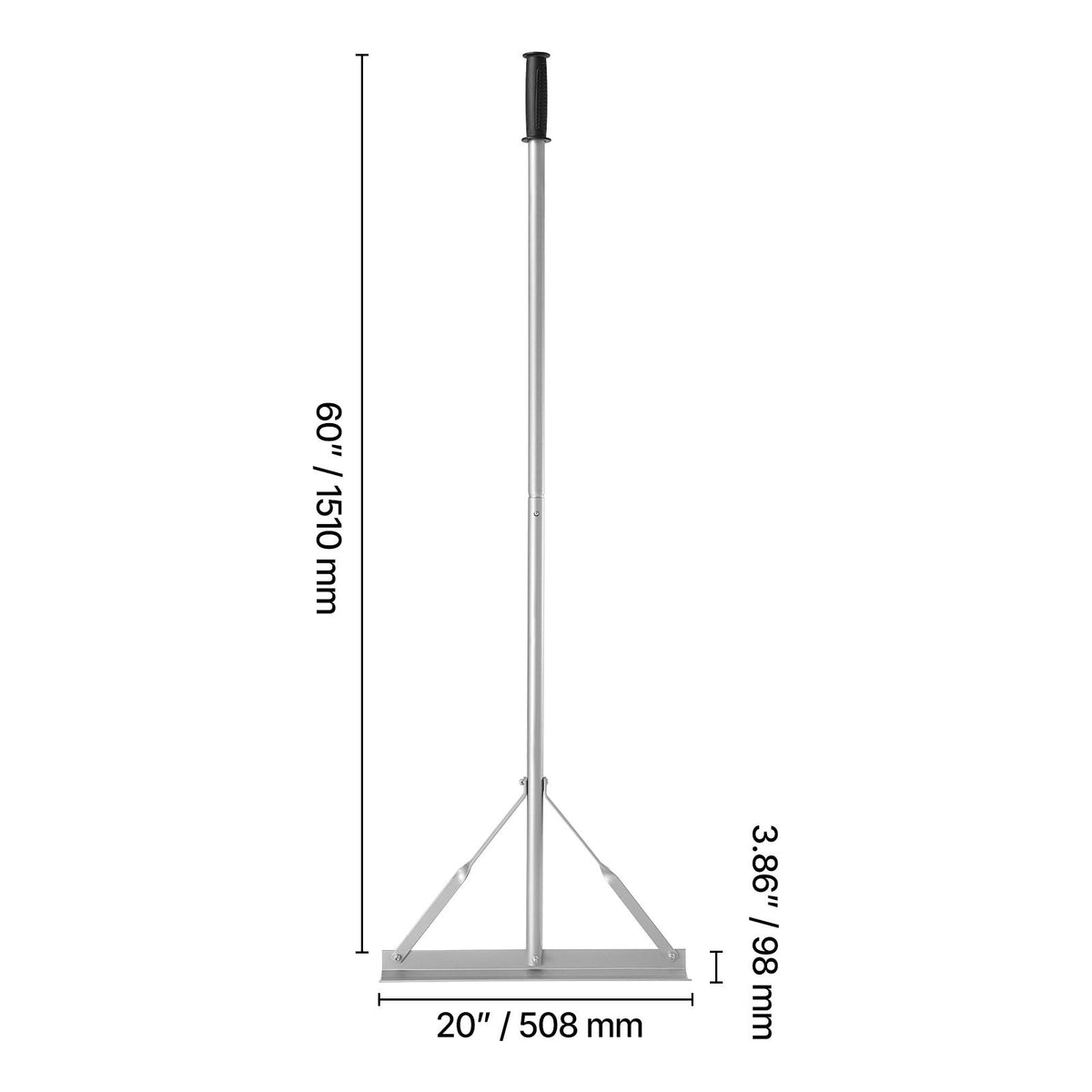 Landscape Rake, 1510 mm Handle 508 mm Wide Head, Large Heavy Duty Aluminum Landscaping Level, Asphalt Rake Tool for Asphalt & Land Leveling, Concrete Paving, Sand Flattening, No Teeth