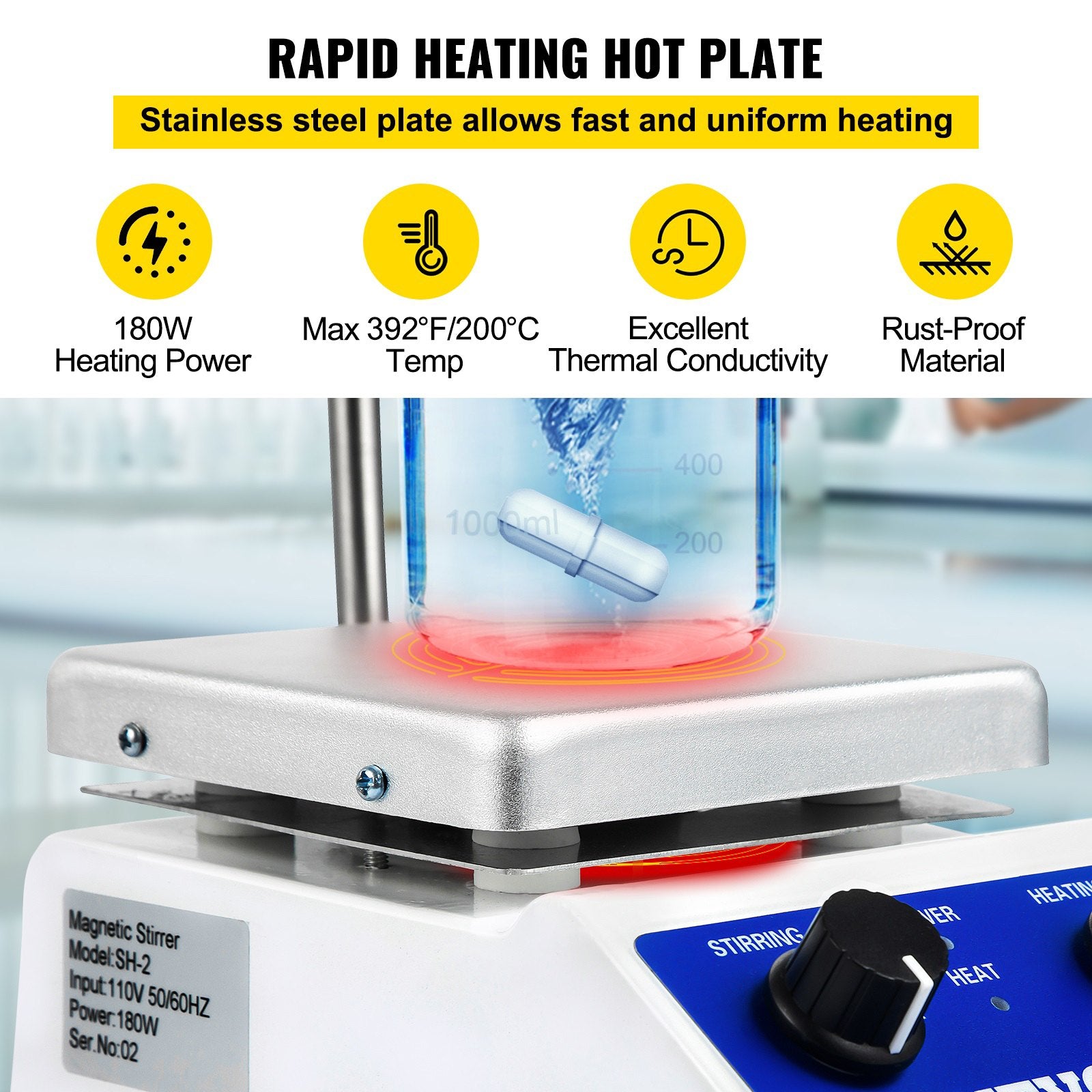 Coop & Hutch Accessories: VEVOR Magnetic Stirrer Magnetic Stirrer Plate Magnetic Plate Aluminum Panel Magnetic Stirrer Hot Plate Magnetic Plate with 1 inch Stirr Bar Magnetic Stirrer Mixer (12*12)