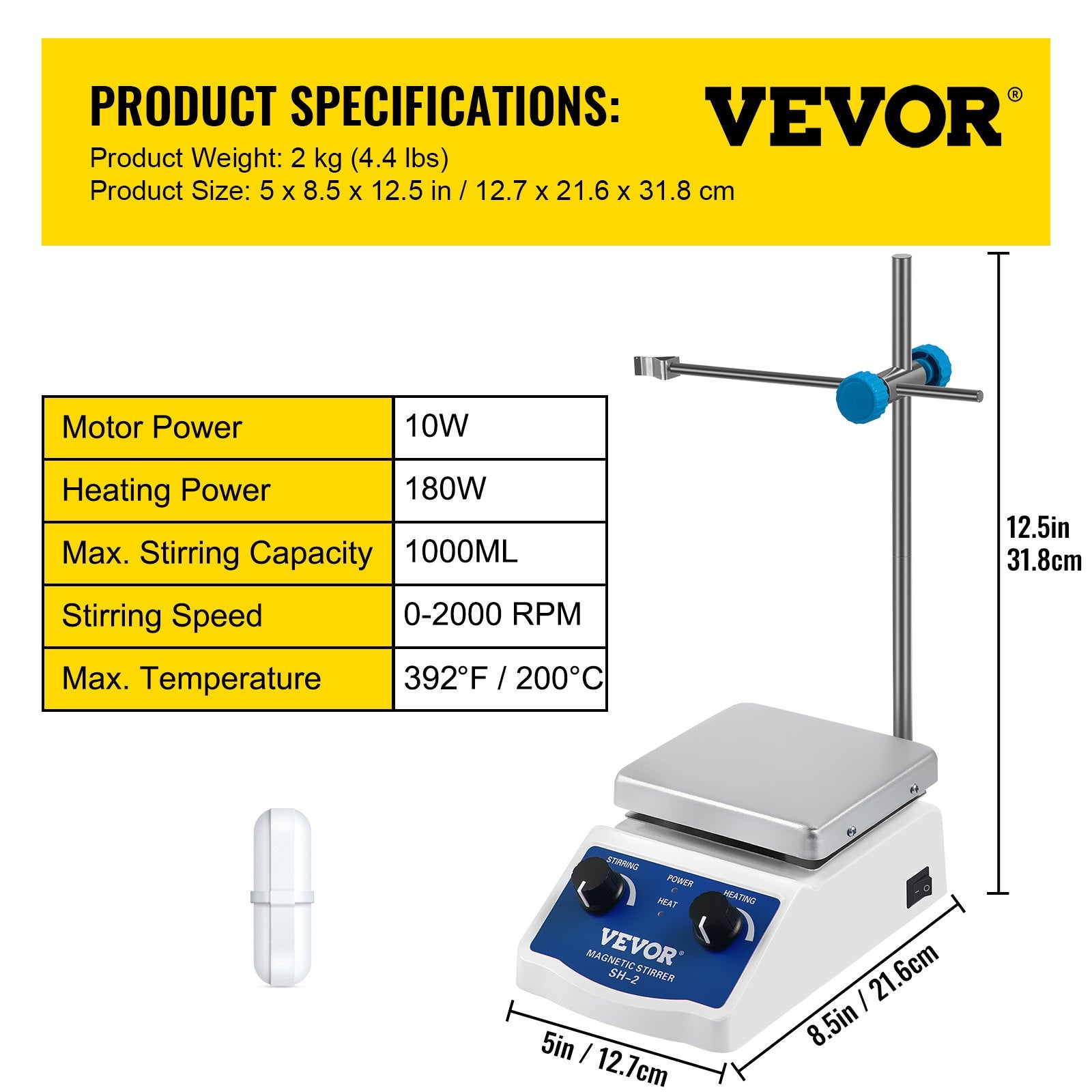 Coop & Hutch Accessories: VEVOR Magnetic Stirrer Magnetic Stirrer Plate Magnetic Plate Aluminum Panel Magnetic Stirrer Hot Plate Magnetic Plate with 1 inch Stirr Bar Magnetic Stirrer Mixer (12*12)