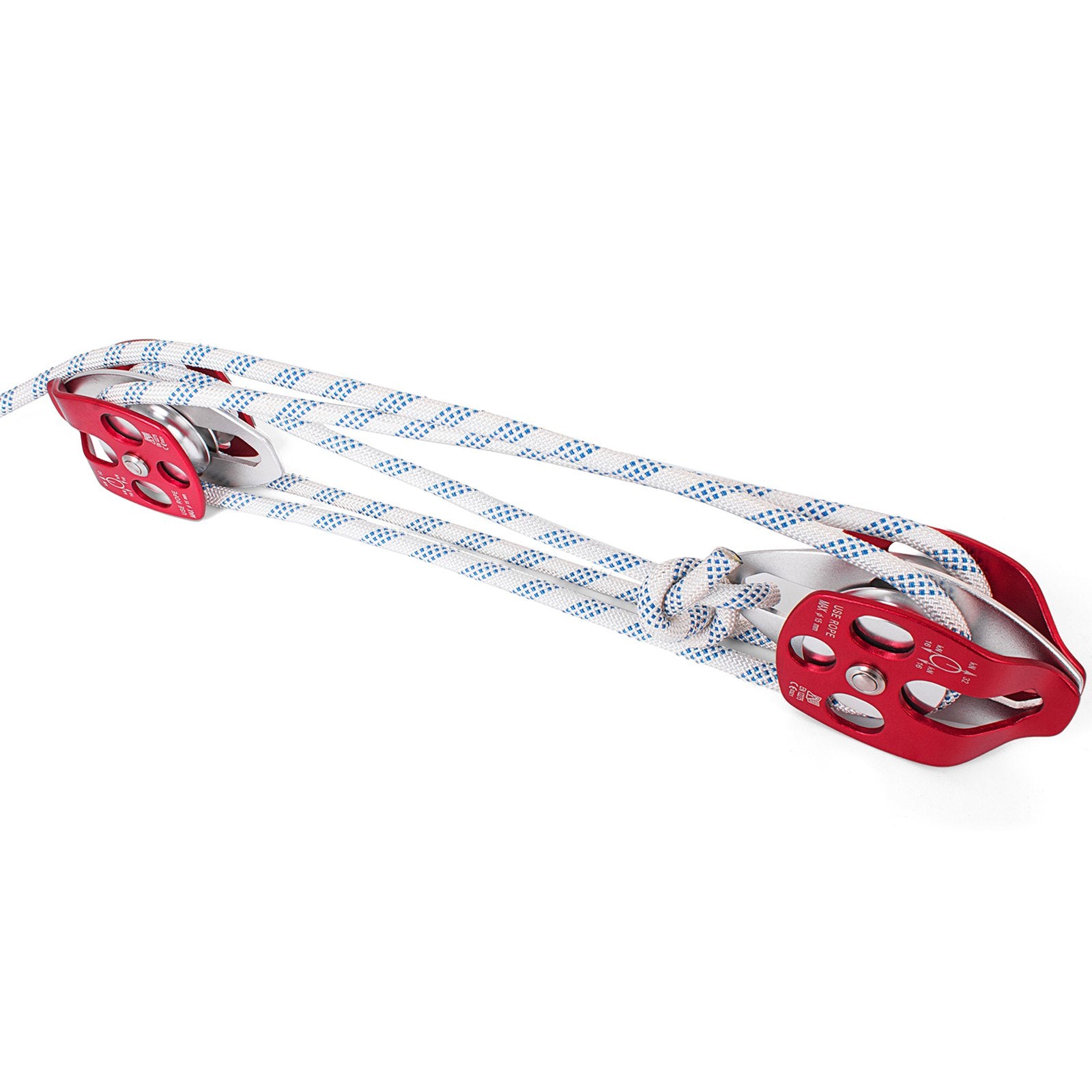 Chainsaws: VEVOR Twin Sheave Block and Tackle 1.02-1.27cm 3048-6096cm Twin Sheave Block with Braid Rope 2993.71-3494.93kgs Double Pulley Rigging
