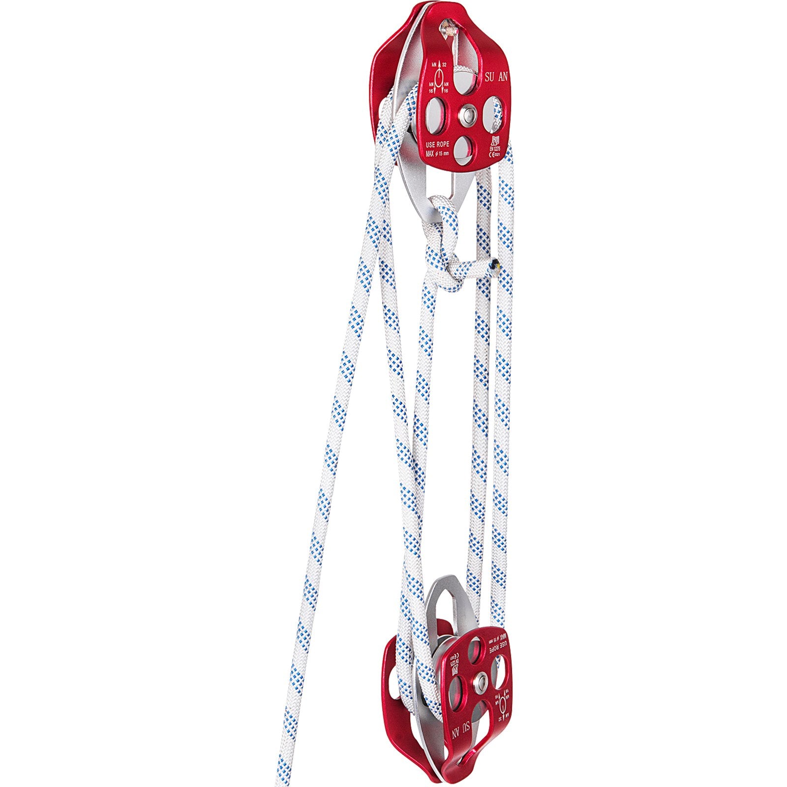 Chainsaws: VEVOR Twin Sheave Block and Tackle 1.09-1.27cm 3048-6096cm Twin Sheave Block with Braid Rope 30-35KN 2994-3495KGS Double Pulley Rigging (1/2" x 200')