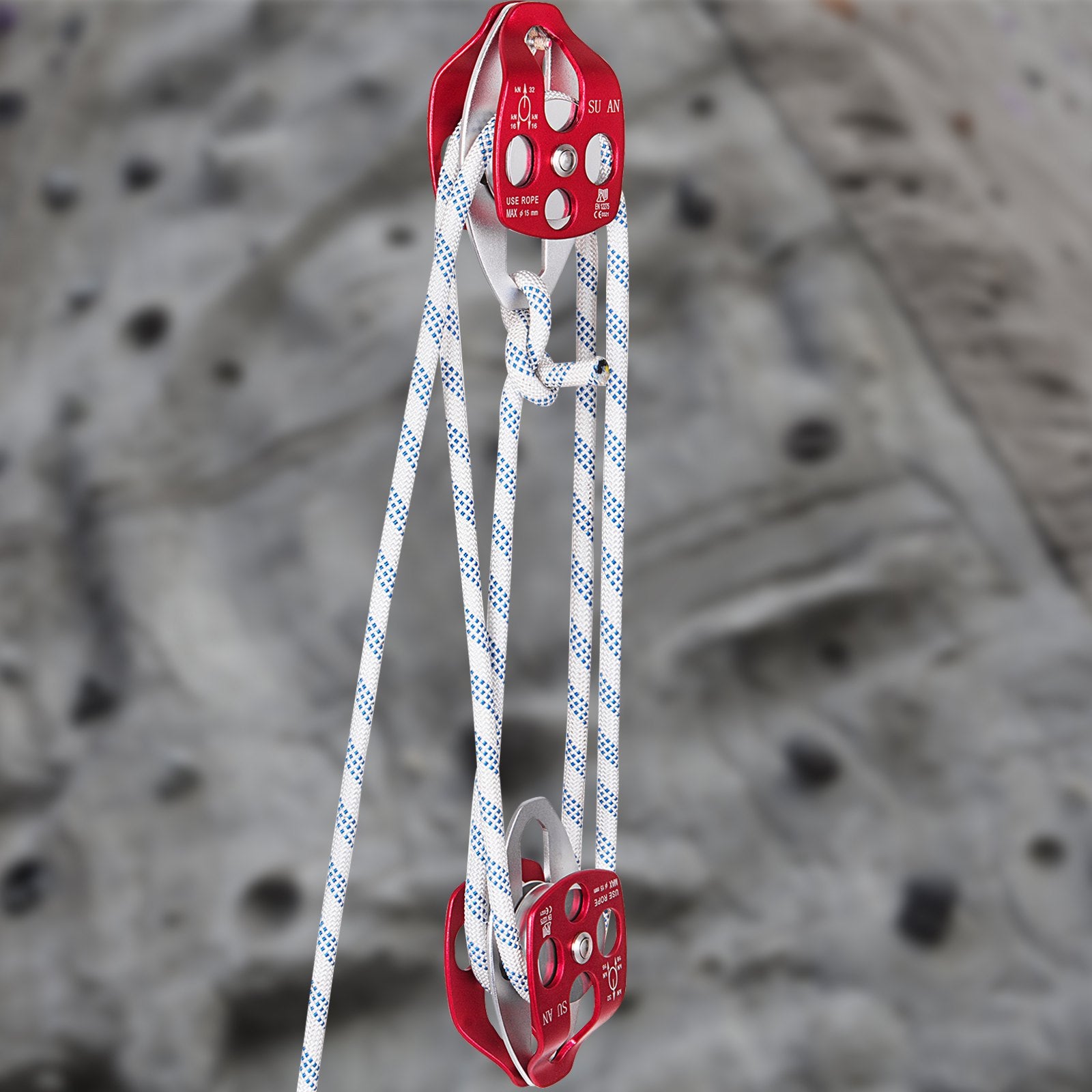 Chainsaws: VEVOR Twin Sheave Block and Tackle 1.09-1.27cm 3048-6096cm Twin Sheave Block with Braid Rope 30-35KN 2994-3495KGS Double Pulley Rigging (1/2" x 200')