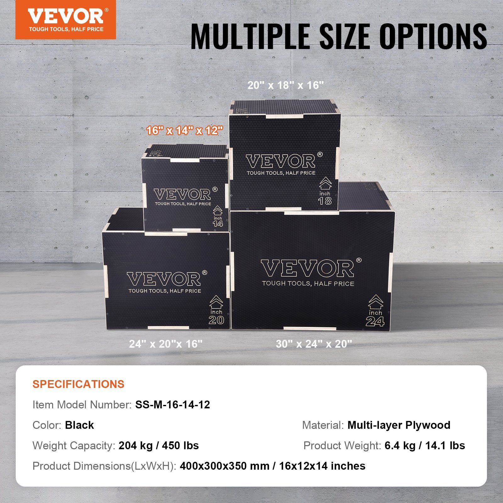 Basketball & Basketball Accessories: VEVOR 3 in 1 Plyometric Jump Box, 16/14/12 Inch Wooden Plyo Box, Platform & Jumping Agility Box, Anti-Slip Fitness Exercise Step Up Box for Home Gym Training, Conditioning Strength Training, Black