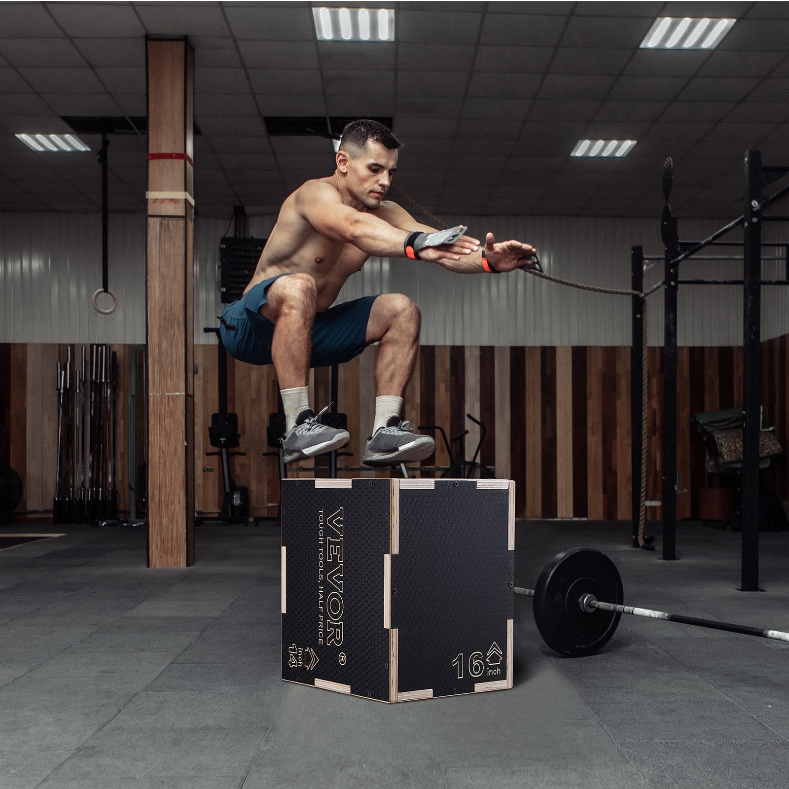 Basketball & Basketball Accessories: VEVOR 3 in 1 Plyometric Jump Box, 16/14/12 Inch Wooden Plyo Box, Platform & Jumping Agility Box, Anti-Slip Fitness Exercise Step Up Box for Home Gym Training, Conditioning Strength Training, Black