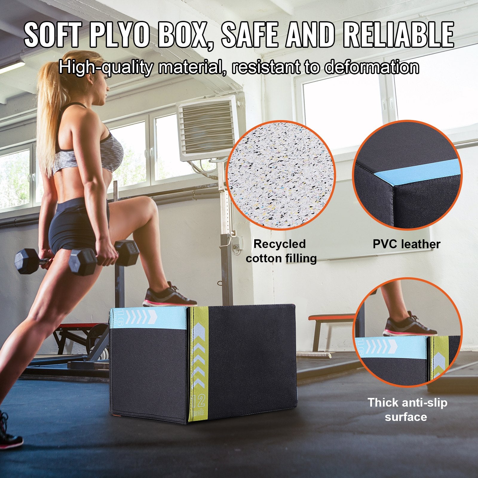 Basketball & Basketball Accessories: VEVOR 3 in 1 Plyometric Jump Box, 16/14/12 Inch Cotton Plyo Box, Platform & Jumping Agility Box, Anti-Slip Fitness Exercise Step Up Box for Home Gym Training, Conditioning Strength Training, Black